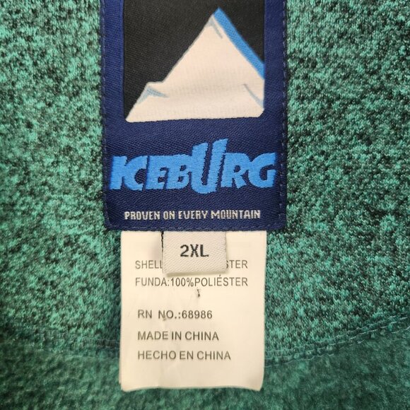 Iceburg Zip Up Hooded Vest Women's Large Teal Heavy Street Wear Pockets Layering - Picture 7 of 7